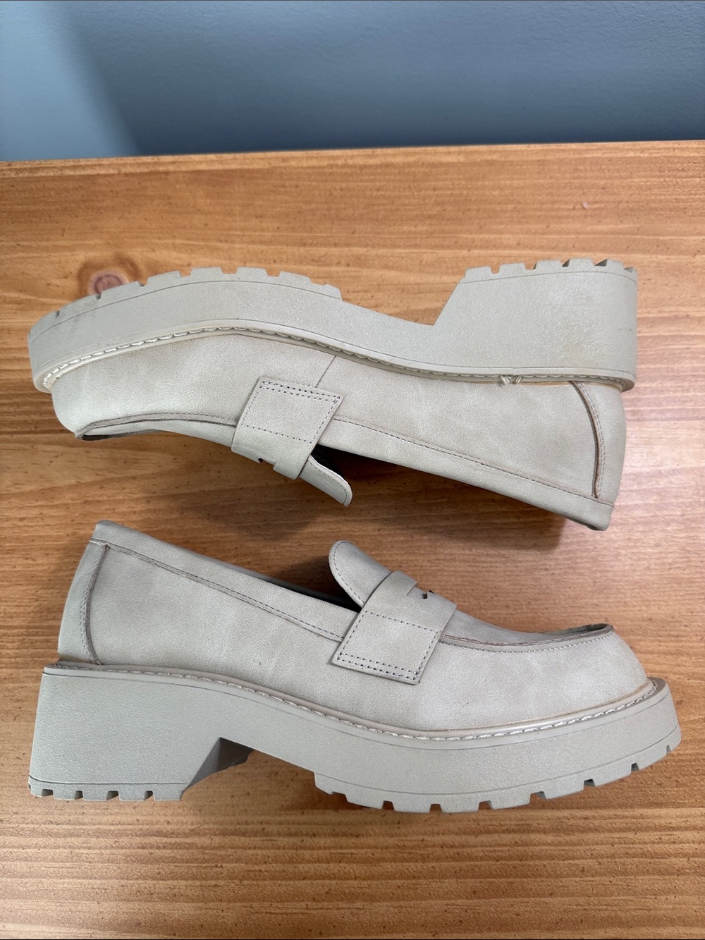 Madden Girl Chunky Penny Loafers in Light Taupe